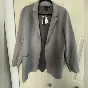 NWT Joan Vass Faux Leather blazer